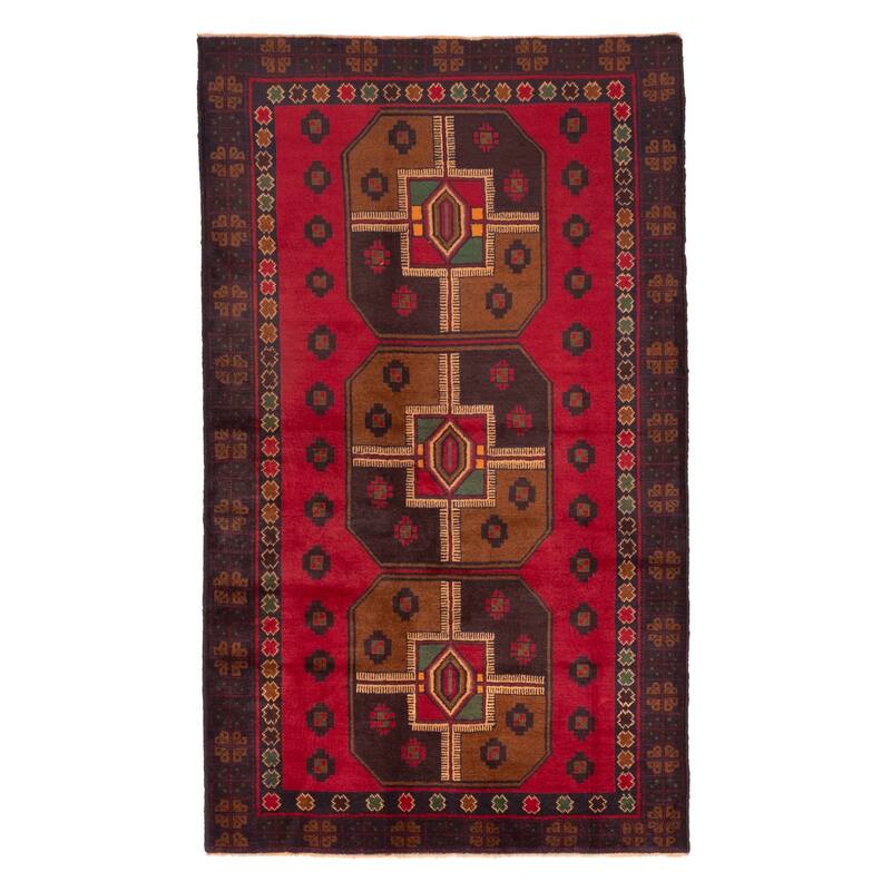 ECARPETGALLERY Hand-knotted Teimani Red Wool Rug - 3'9 x 6'3