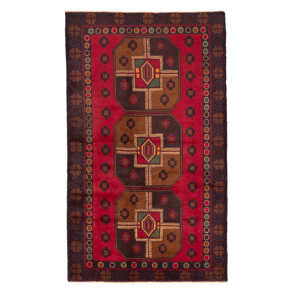ECARPETGALLERY Hand-knotted Teimani Red Wool Rug - 3'9 x 6'3