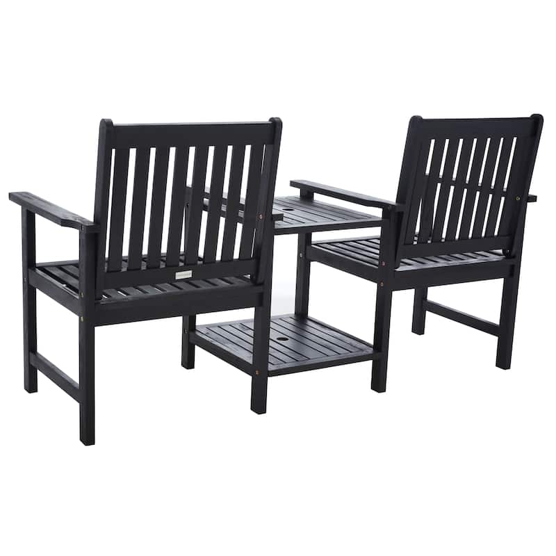 SAFAVIEH Outdoor Kya Solid Wood Twin Seat Bench - 24Wx65Dx35H
