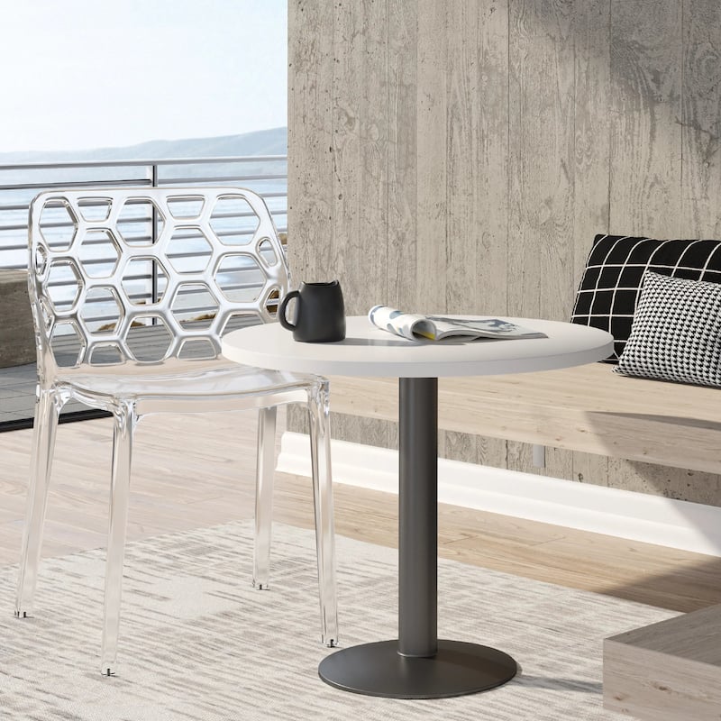Dynamic Modern Transparent Honeycomb Cut Out Lucite Stackable Dining Chair for Home Dining Rooms Patio Commercial Event Seating