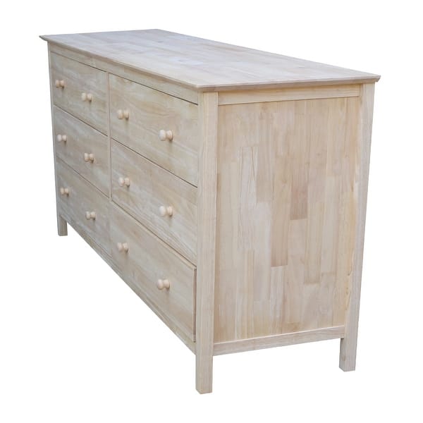 Solid Wood Dresser With Six Drawers Unfinished Overstock 10246008