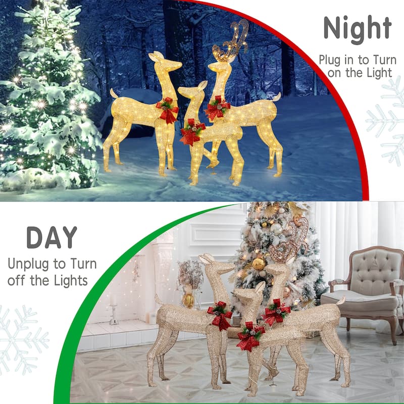 Futzca 3 Deer Family Christmas Lights, Outdoor/Indoor Holiday Decoration