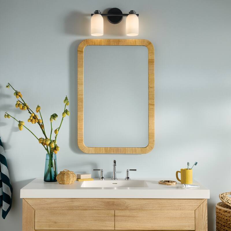 Kichler Lighting Shae 15" 2-Light Vanity Light with White Opal Glass in Black