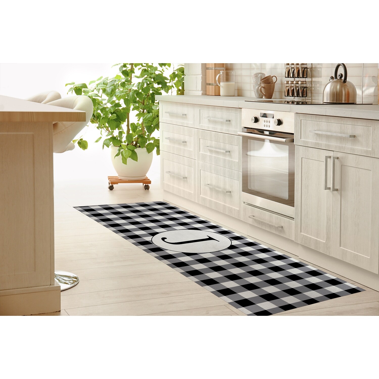 MONO BLACK & WHITE J Kitchen Mat By Kavka Designs - Bed Bath & Beyond -  32759097