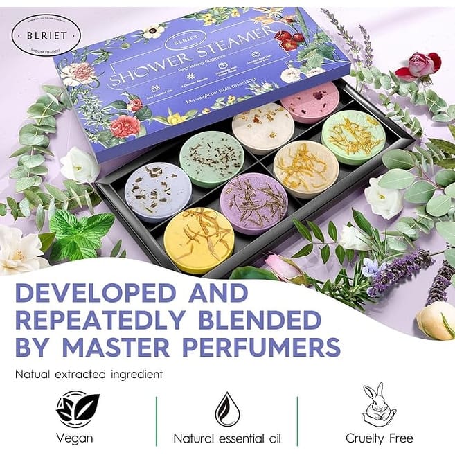 Natural Home Spa Self Care Relaxation Shower Bombs Beauty Gifts 8 Pack