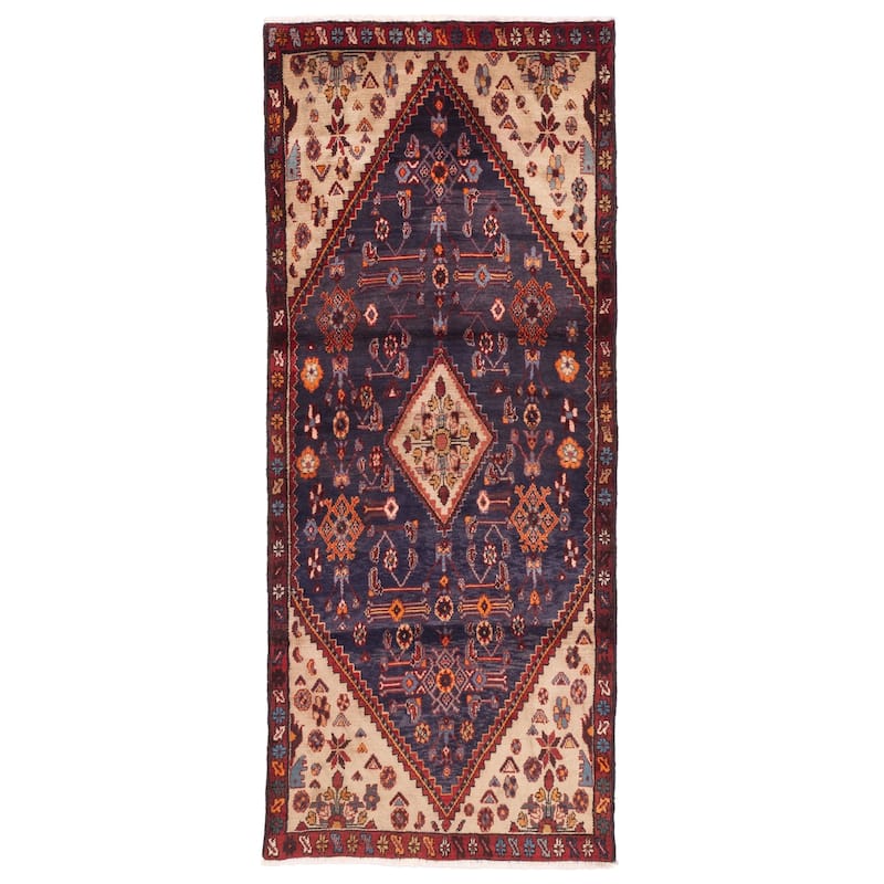 ECARPETGALLERY Hand-knotted Andelz Navy Wool Rug - 3'4 x 8'0