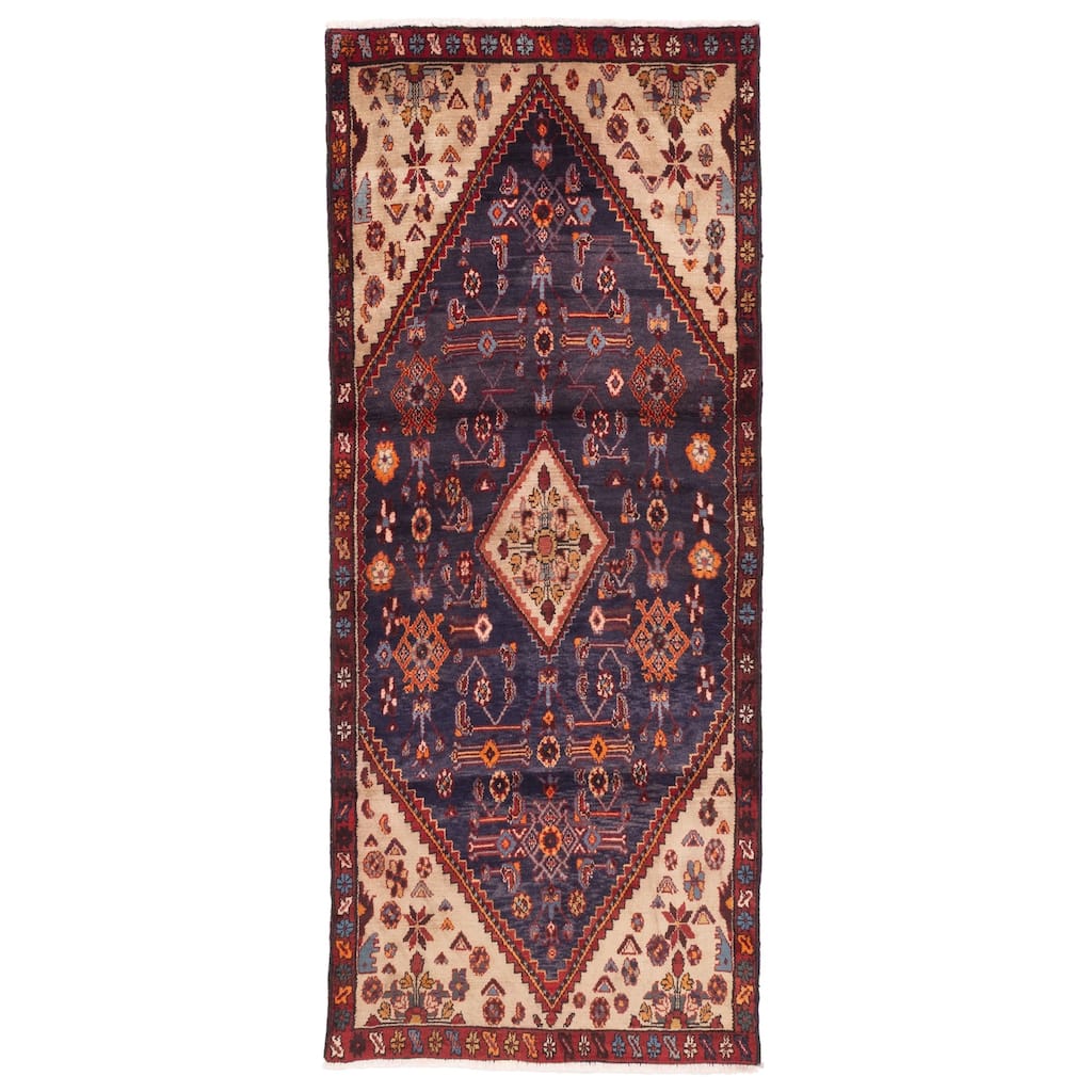 ECARPETGALLERY Hand-knotted Andelz Navy Wool Rug - 3'4 x 8'0