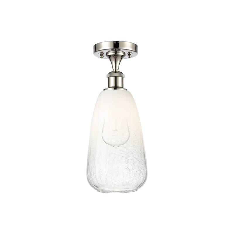 Innovations Lighting 516-1C-14-6 Brookhaven Almond Semi-Flush - Polished Nickel / Opal