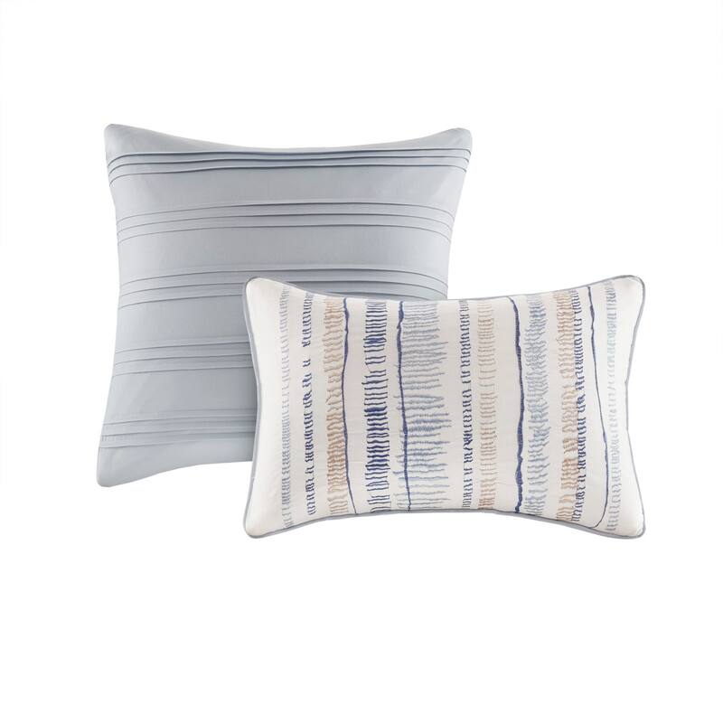GDF Studio - Marina 8-Piece Printed Seersucker Comforter and Quilt Set Collection with Decorative Pillows