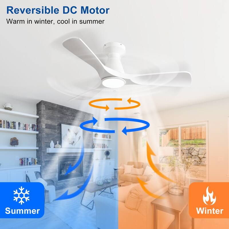 Ceiling Fans with Lights and APP: Flush Mount Low Profile Ceiling Fan for Bedroom - Dimmable Indoor Outdoor Fan