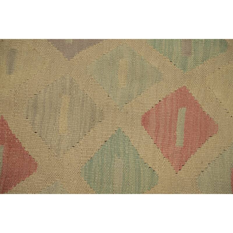 Hand Woven Oriental 100% Wool Carpet Southwestern Modern Multi-Colored Kilim Runner Rug - 9' 11'' X 2' 7''