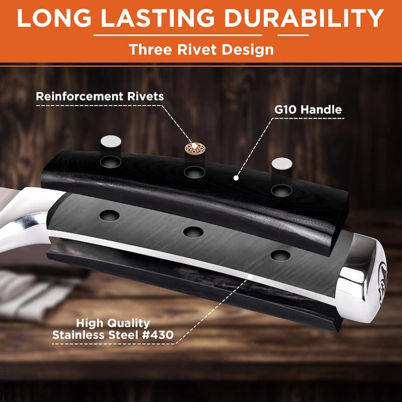 Pro 8 in. High-Carbon Steel Full Tang Chef's Knife with Triple Rivet G10 Handle with Sharpener