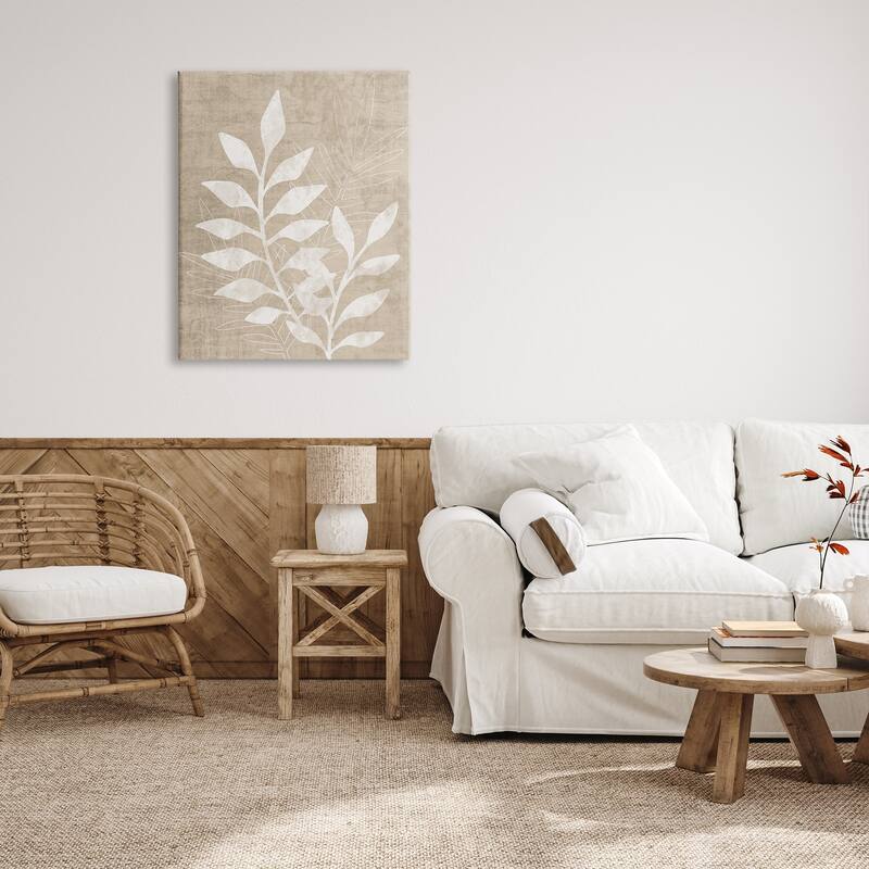 Stupell Natural Neutral Botanical Leaves Stretched Canvas Wall Art, Design by Natalie Carpentieri