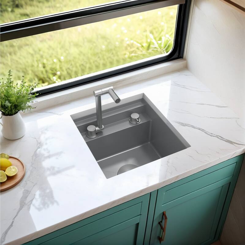 Black/SILVER/WHITE RV Sink with faucet and a foldable tap inside