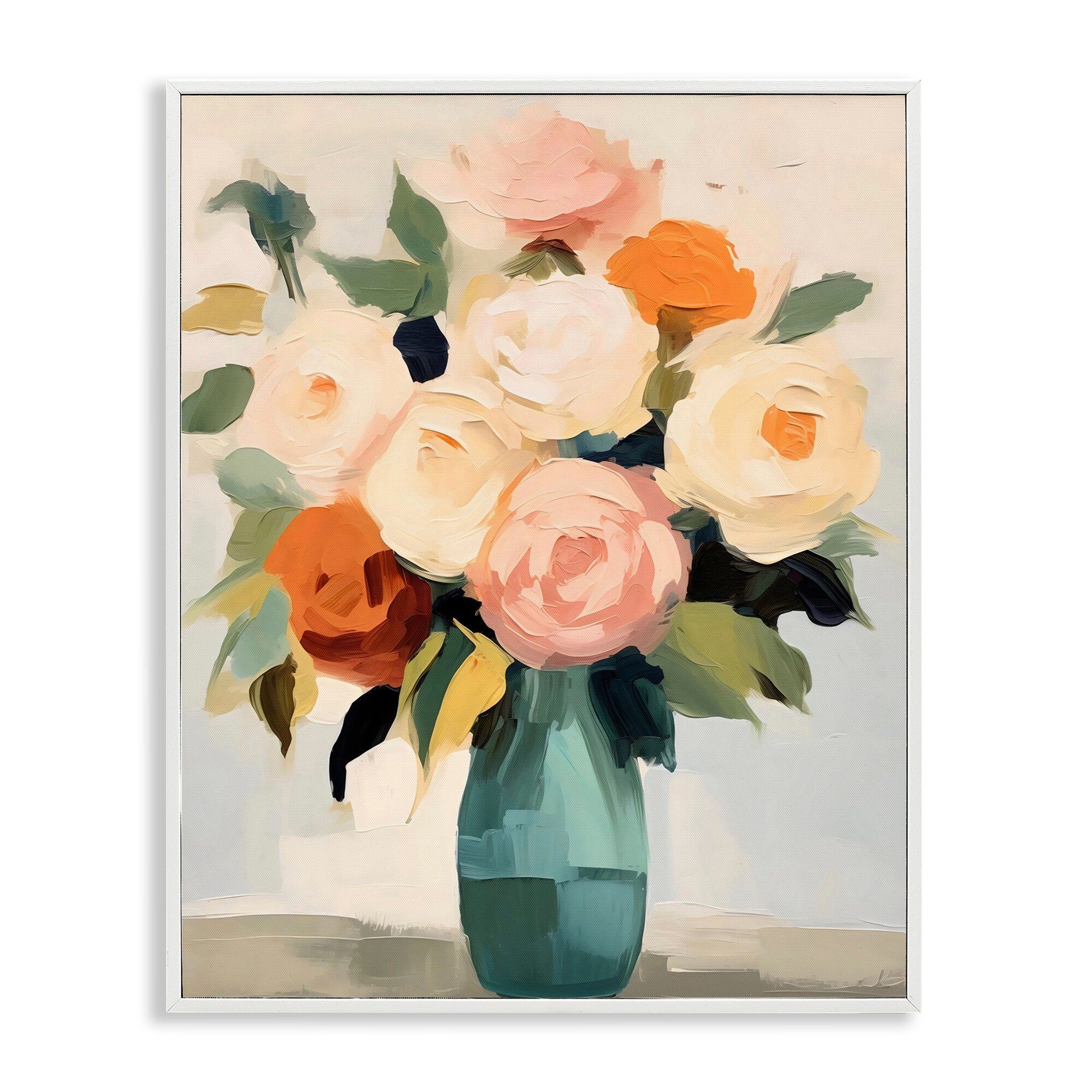 Stupell Soft Hued Roses Vase Framed Giclee Art Design By LSR Creative Studio