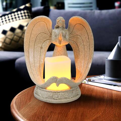 Angel Statue Candle Holder w/LED Candle Memorial Gifts for Remembrance