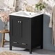 preview thumbnail 71 of 191, GDFStudio - Aurora Wood Bathroom Vanity Set with Ceramic Sink and Divided Drawers 24" - Black