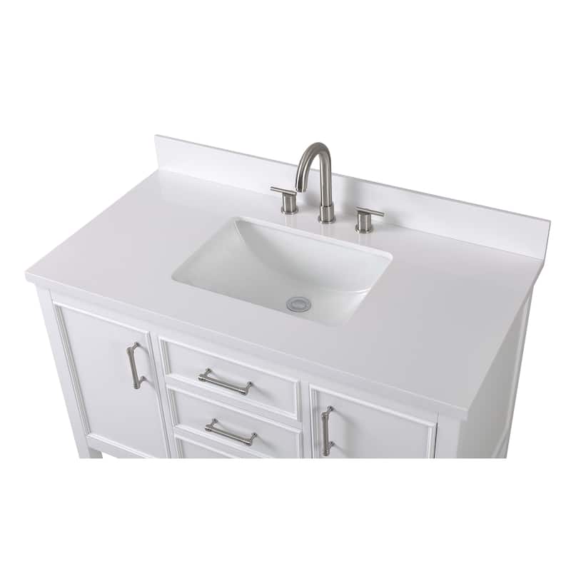 42" Tennant Brand Felton White Finish Single Sink Bathroom Vanity