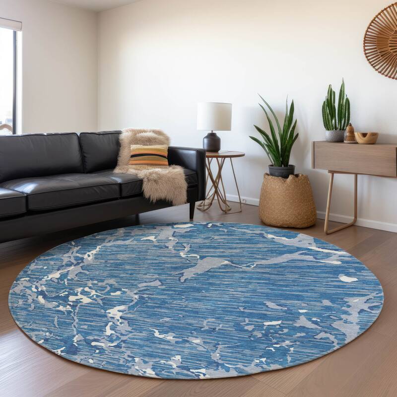 Premium Washable Super Soft Abstract Abrash Mayfield Rug - Blue - 8' x 8'