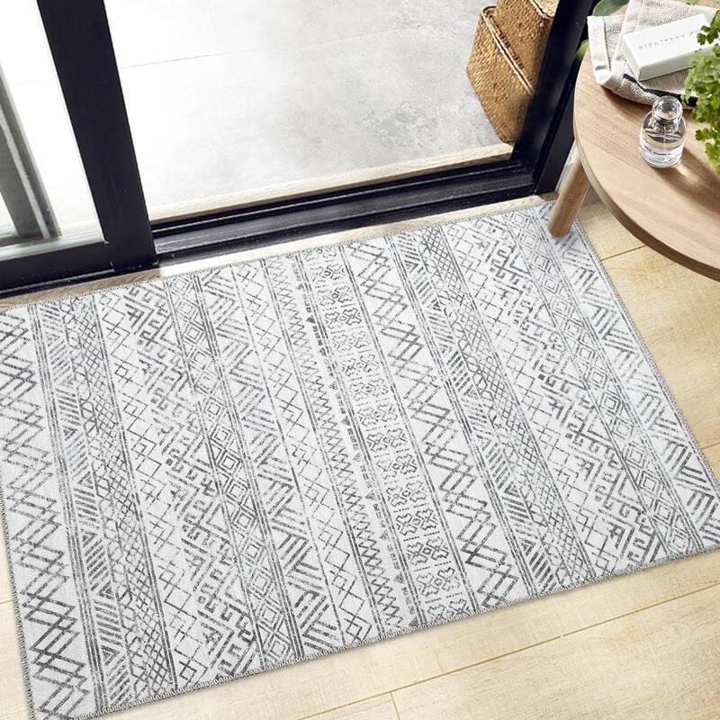 Garvee Boho Area Rug Moroccan Accent Rugs Geometric Distressed Carpet