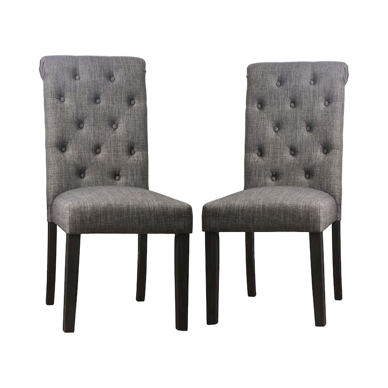 Chalwa Rustic Antique Black Fabric Tufted 5-Piece Dining Set with Wood Table by Furniture of America