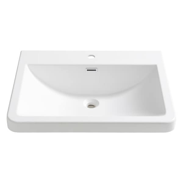 Fresca FVS8525 Milano 25-1/2" Acrylic Drop In Vanity Top with an Integrated Sink, Single Faucet Hole and Overflow - White