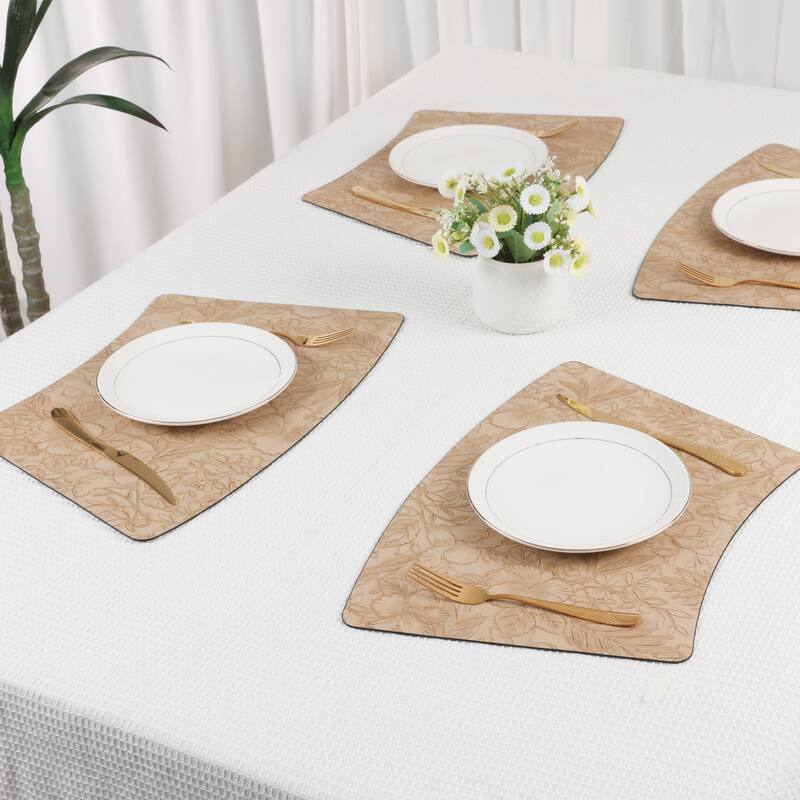 Set of 6 Place Mat, Faux Leather Placemats for Kitchen Dining Table Decor, Table Placemats Wipeable Table Mat - 19*12in
