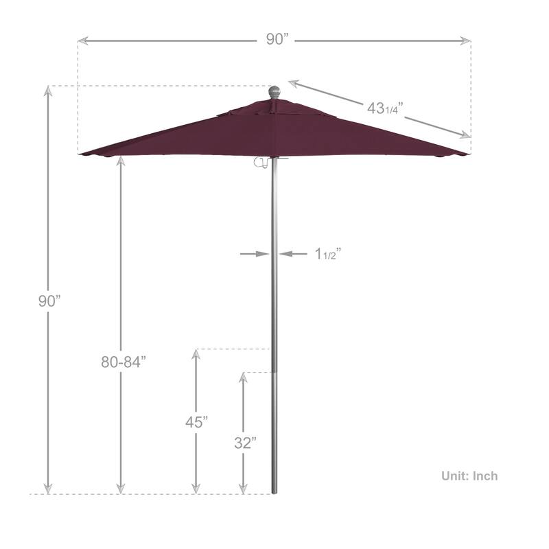 California Umbrella 7.5' Rd. Aluminum Frame, Fiberglass Rib Market Umbrella, Push Open,Anodized Silver Finish, Pacifica Fabric