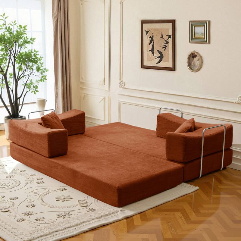 2-in-1 Convertible Sofa Bed, Memory Foam Mattress, No Assembly, Space-Saving for Living Room, Bedroom