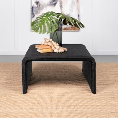 Woods Black Woven Rattan Square Coffee Table