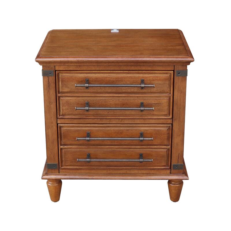 International Concepts Solid Wood 2-Drawer Nightstand with USB Charging - Bourbon