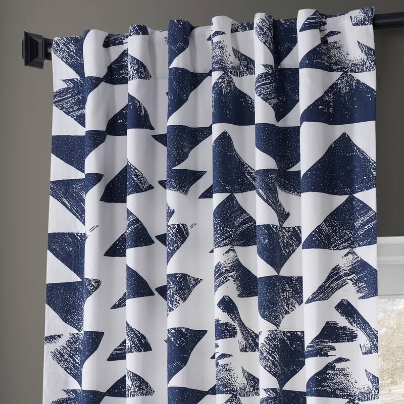 Exclusive Fabrics Triad Geometric Room Darkening Curtains Printed Cotton Twill Curtain (1 Panel)