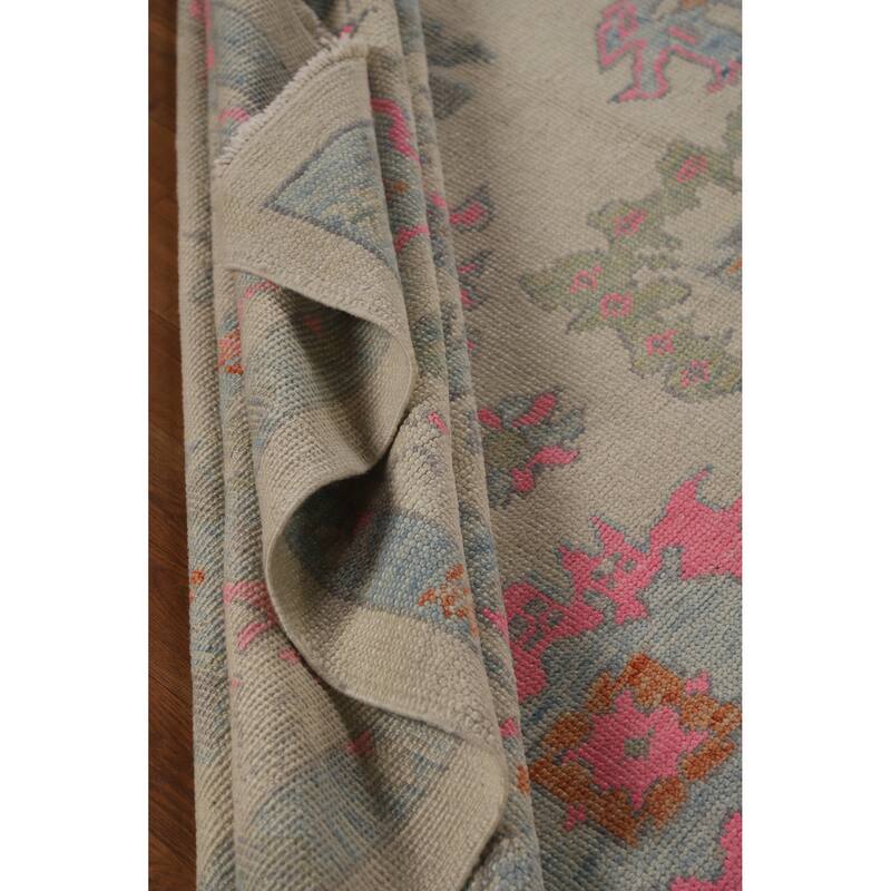 Hand Knotted Oriental 100% Wool Carpet Transitional All-Over Beige & Ivories Oushak Area Rug - 9' 10'' X 8' 1''