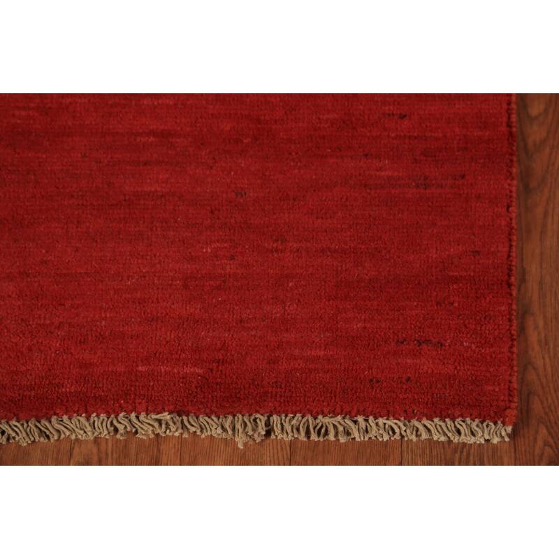 Red Gabbeh Modern Rug Handmade Wool Carpet - 3'0" x 4'10"