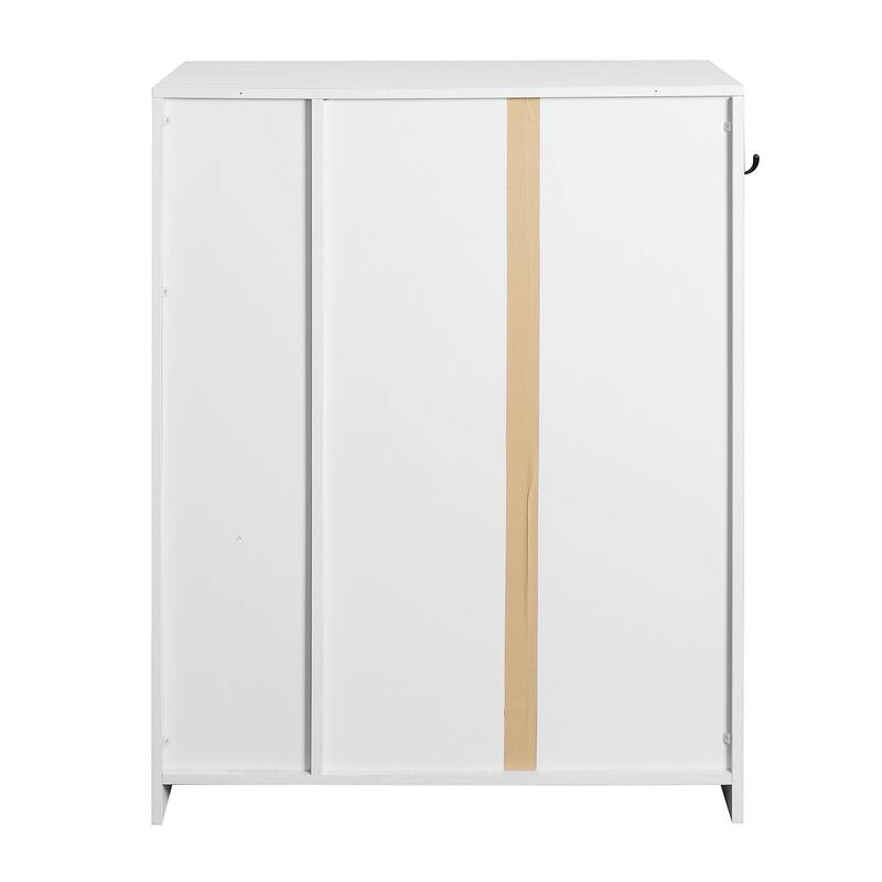 Freestanding Shoe Rack Organizer with 2 Shutter Doors and Adjustable Storage Shelf