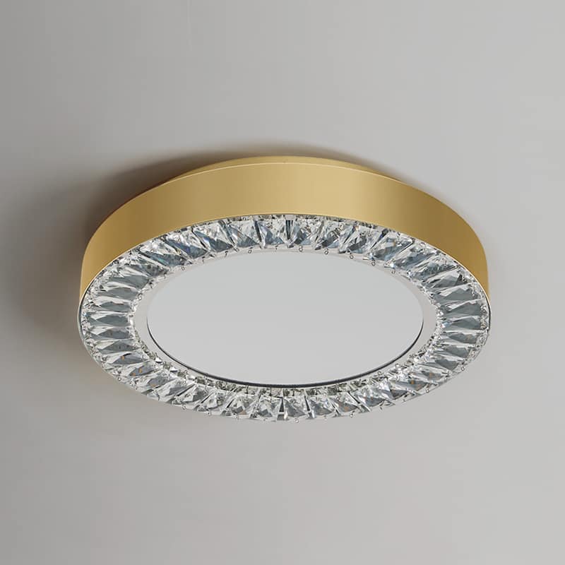 Modern Crystal Chandelier Flush Mount Light - Gold