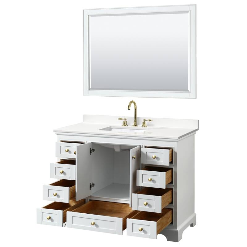 Deborah 48-inch Single Vanity, Quartz Top, 46-inch Mirror