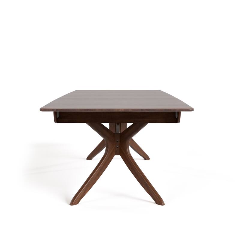 Furniture of America Abigail IV Mid-Century Modern 5-Piece Rich Walnut Solid Wood Extendable Dining Set with Self-Storing Leaf