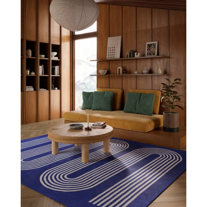 Momeni Simba Hand Tufted Wool Geometric Area Rug - 2' x 3' - Cobalt - Rectangle