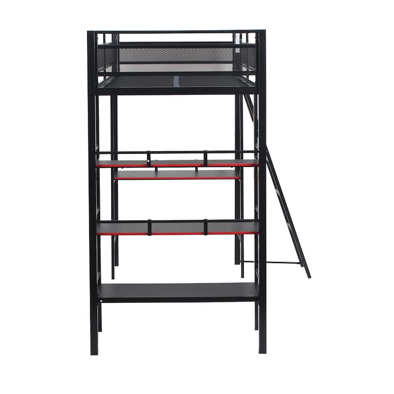 X Rocker Fortress Black Gaming Bunk w/ Built-in Desk and Shelves