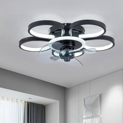 Metal Small Flower Shape 5 Lights LED Ceiling Fan Dimmable for Kids