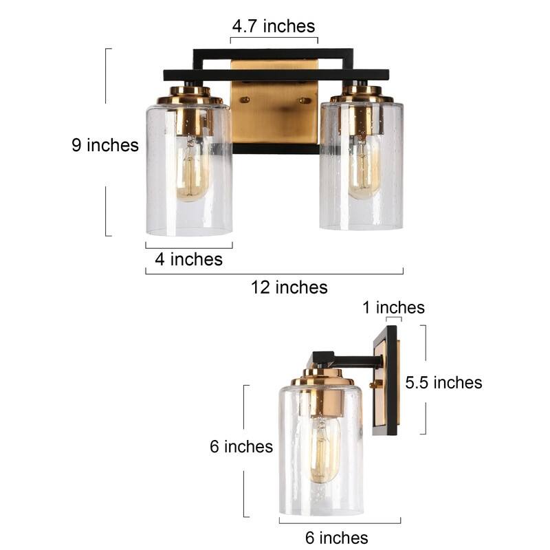 Modern Black Gold Seeded Glass Bathroom Vanity Lights Wall Lighting