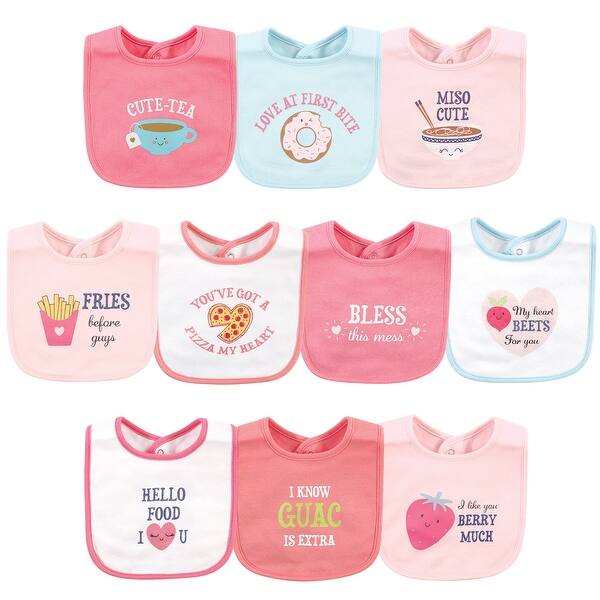 slide 1 of 1, Hudson Baby Infant Girl Cotton Bibs, Food Puns Girl, One Size - Food Puns Girl - One Size One Size - Food Puns Girl