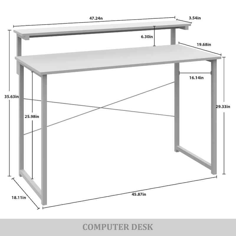 CraftPorch Minimalist 47-Inch Metal Computer Desk With Shelf
