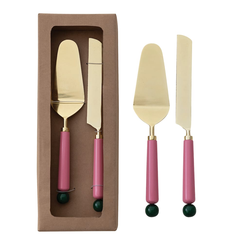 Stainless Steel Cake Server Set with Resin Handles - 12.0"L x 1.0"W x 1.0"H