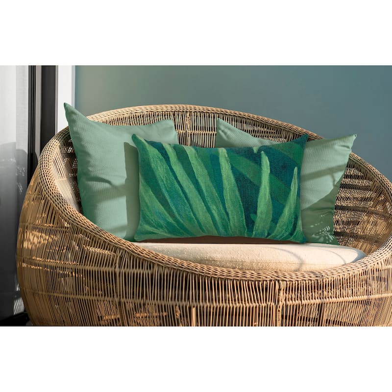 Liora Manne Visions III Tropical Leaf Indoor/Outdoor Pillow - 12" x 20" - Green