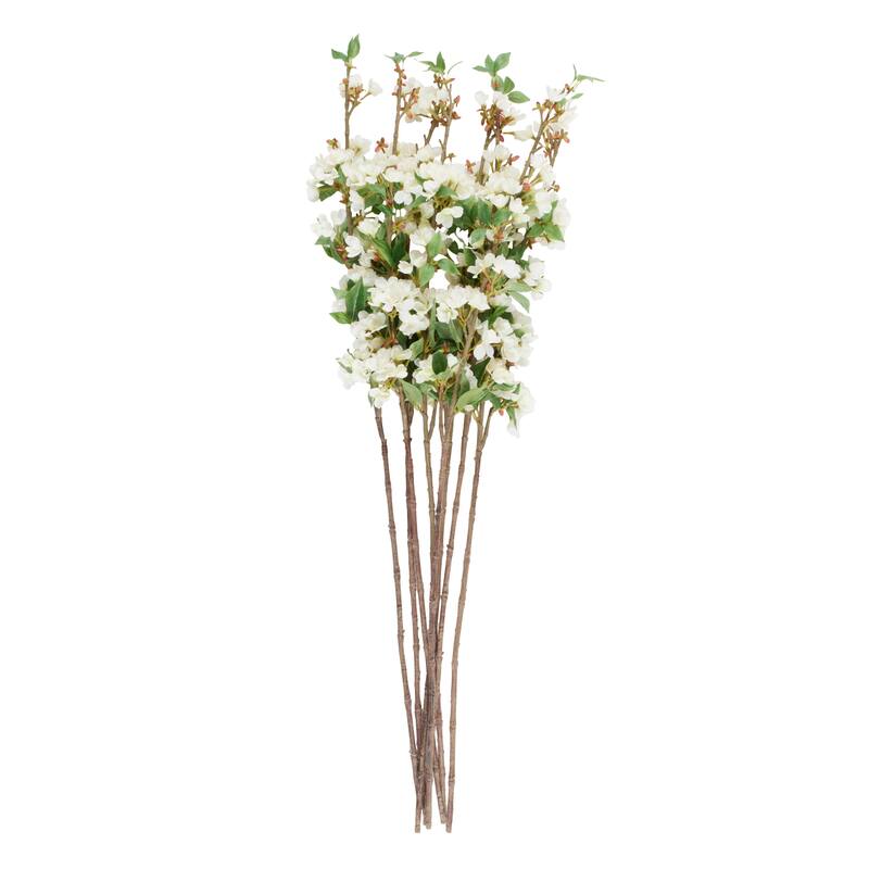 White Faux Foliage Tall Begonia Artificial Flower Stem (Set of 8)