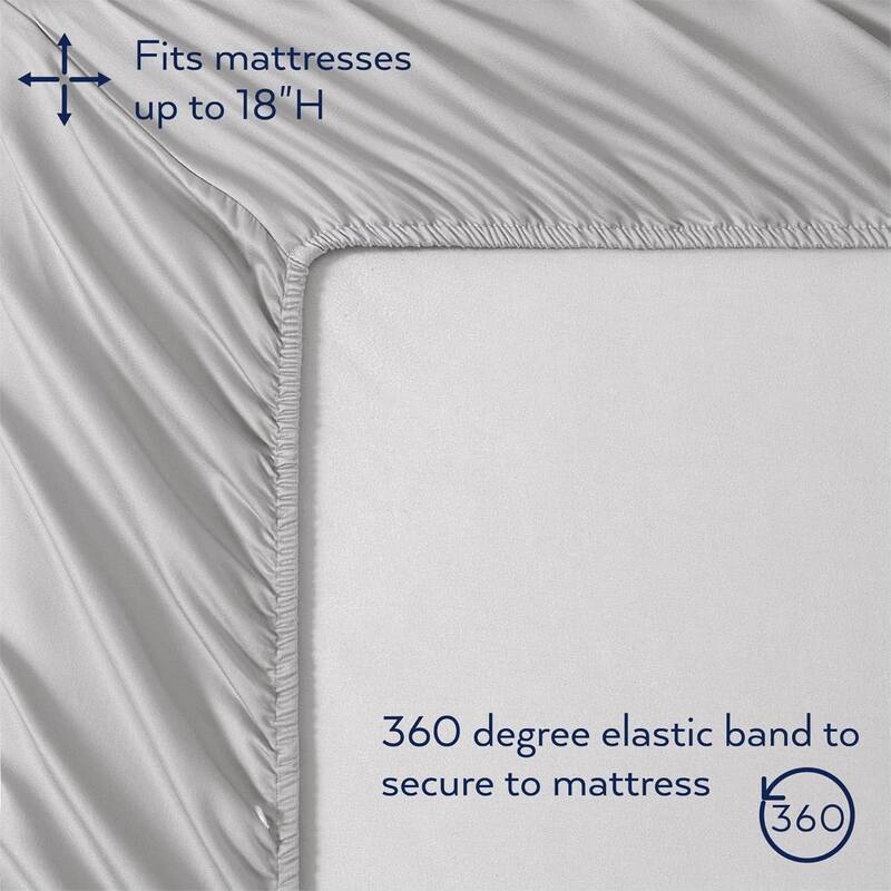 Thomasville 1500 Thread Count Light Grey 6 Piece Premium Cotton Rich Sateen Sheet Set