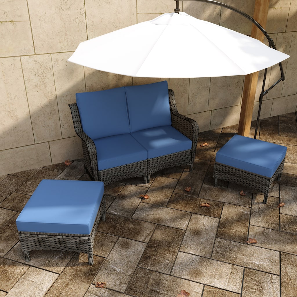4-piece Outdoor Rattan Sectional Sofa Set With Cushion