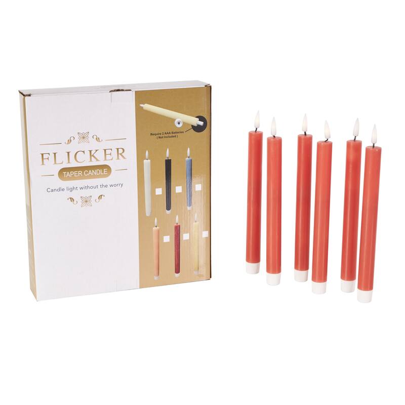 Wax Flameless Candle with Remote Control - Set of 6 Red, Black, White, Yellow, Blue or Pink - Roche River Decor - Red